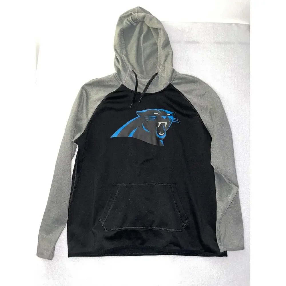 Nike‎ Carolina Panthers NFL Therma-Fit Hoodie Sweatshirt Women’s XL Gray Blue